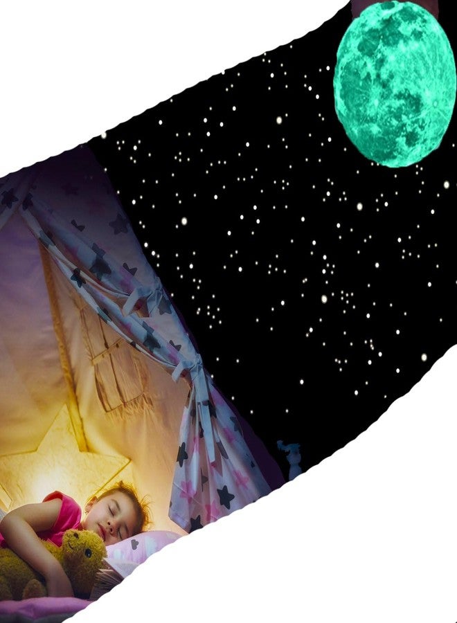 Desi Rang Glow in The Dark Stars & Moon (407 Tiny Stars, one 30 cm Moon, Green) Wall Stickers 3D Luminous Ceiling Decals for Kids Bedroom, Nursery & Home Decor Self-Adhesive Radium Starry Sky Set - Image 1