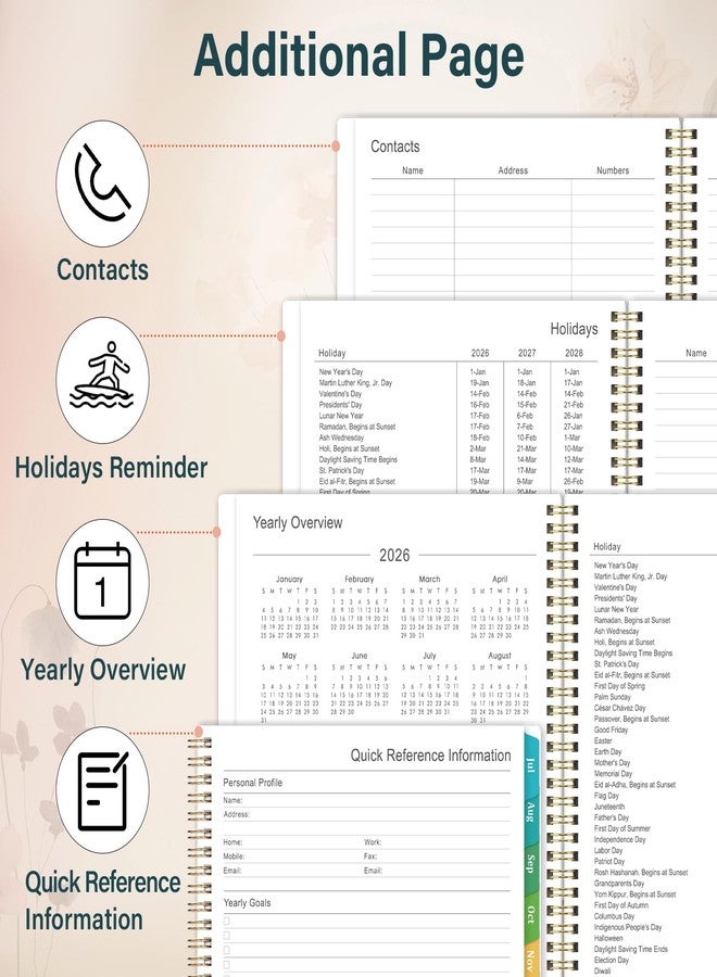Indeme Planner 2026-2027 - Academic Planner 2026-2027, July 2026 - June 2027, 11” x 8.5”, Weekly and Monthly Planner, Calendar Planner, Colorful Tabs, Back Pocket, Holidays - Wildflowers - Image 5