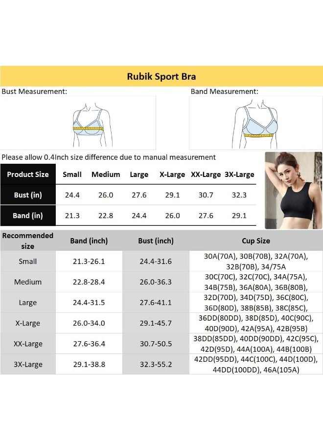 Rubik Sports Bra for Women, Padded Push Up Shockproof Quick Dry Seamless Hollow High Impact Support Bra for Yoga Gym Training Running Workout Fitness (Large, Navy Blue) - Image 4