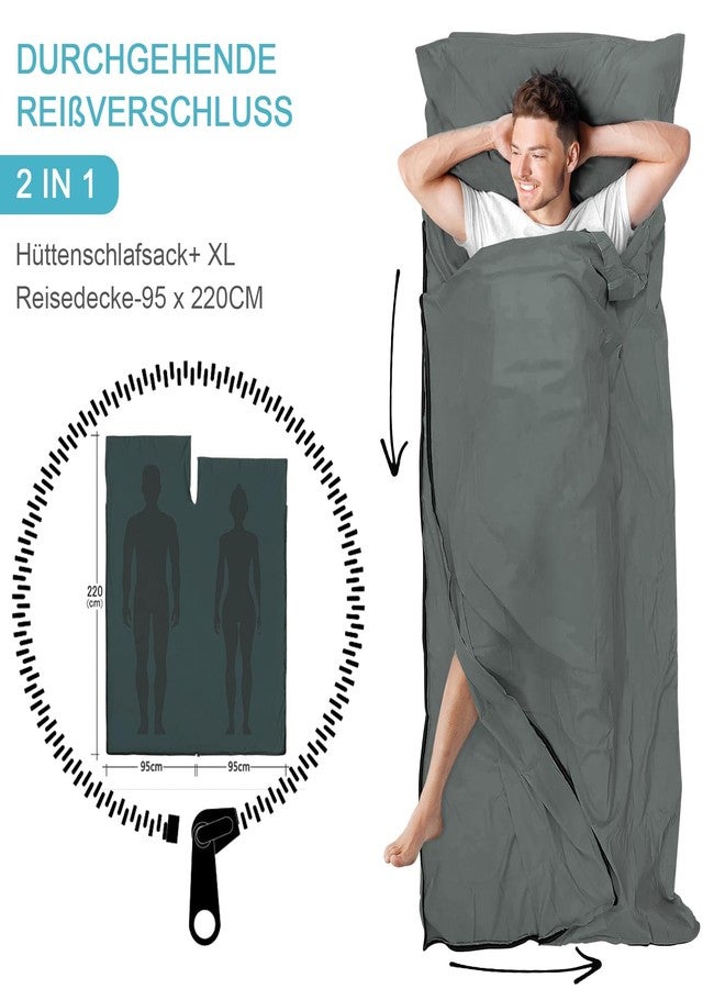 LSTRAGY Sleeping Bag Liner, Updated Adult Sleep Sack & Travel Sheets with Foot Zipper, Lightweight and Portable Camping Sleeping Bag Liners - Ideal for Backpacking, Hostels and Camping Dark Gray - Image 3