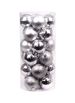 ACLIX Christmas Decorative Accessories Pack Of Four Christmas Tree Ornaments Decor Included 24 Pcs Of Silver Ball 1 Tree Top Star 12 Pieces Of Bow And 1 Light Star  - Image 4