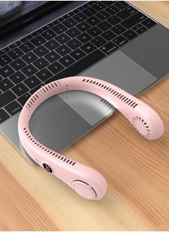 HaveDream LED Digital Display Neck Hanging Fan, Outdoor Sports Student USB Bladeless Turbine Silent High Wind Power Mini Fan-Pink  - Image 4