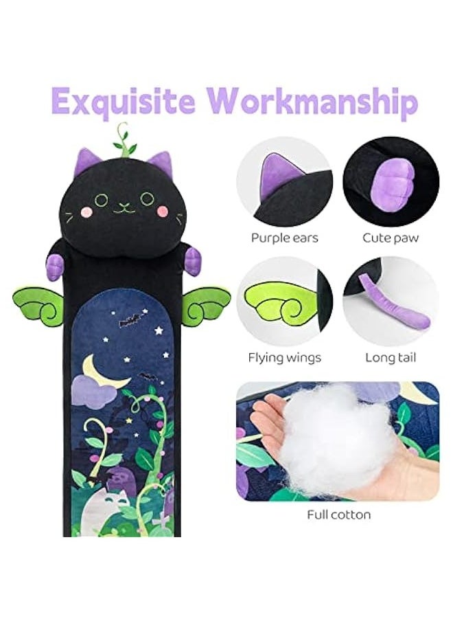 DURKU Cute Black Cat Plush Body Pillow - Soft Stuffed Animal Toy for Girlfriend - Kawaii Kitten Throw Pillow - Big Plushie Gift 70cm  - Image 2