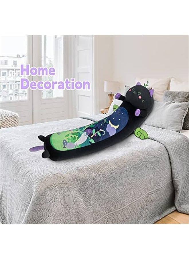DURKU Cute Black Cat Plush Body Pillow - Soft Stuffed Animal Toy for Girlfriend - Kawaii Kitten Throw Pillow - Big Plushie Gift 70cm  - Image 4