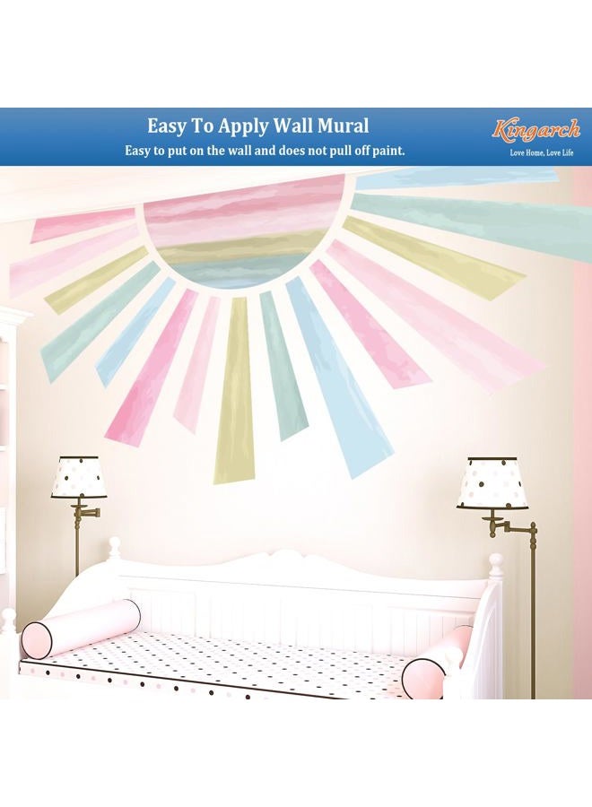 Kingarch Large Boho Half Sun Wall Decals, Sunshine Peel and Stick Fabric Nursery Wall Decor, Removable Home Room Wall Decor Murals Stickers for Kids Girls Toddler Bedroom Living Room Playroom - Image 5