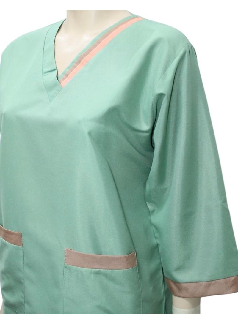 طقم بدلة طبية للخادمة والمربية مكون من 3 قطع و 3 حجابات - Image 3