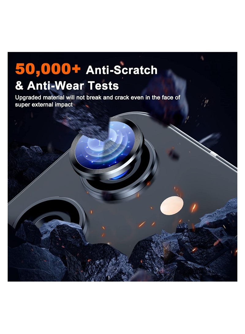 Wtech Samsung Galaxy S23 5G 2023 Premium Camera Lens Frame Tempered Glass Protector Aluminum Alloy Adhesive Coating (MLHICR) - Phantom Black - Image 2