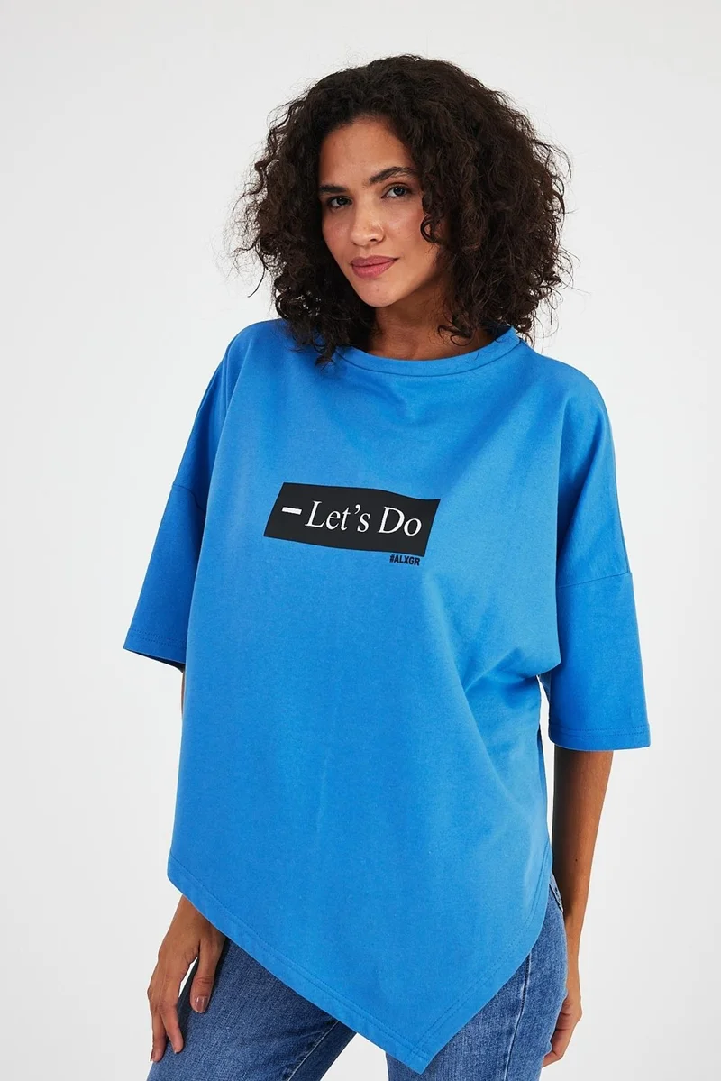 الكسندر جاردي Alexandergardı Asymmetric Cut Oversize T-SHIRT(B24-00194)