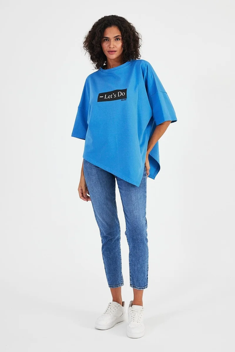 الكسندر جاردي Alexandergardı Asymmetric Cut Oversize T-SHIRT(B24-00194)