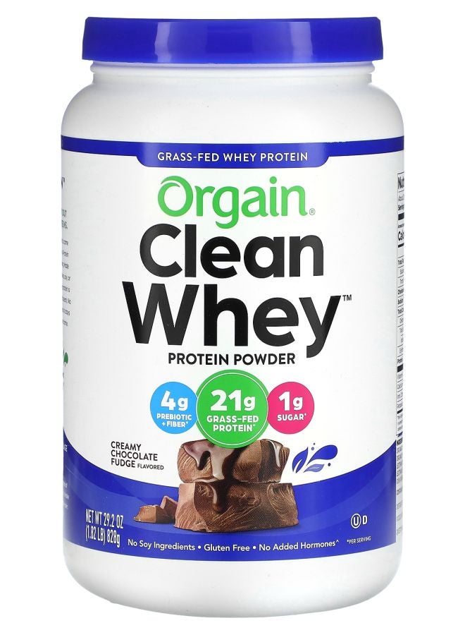 Grass-Fed Whey Protein Clean Whey Protein Powder Creamy Chocolate Fudge 1.82 lbs (828 g)