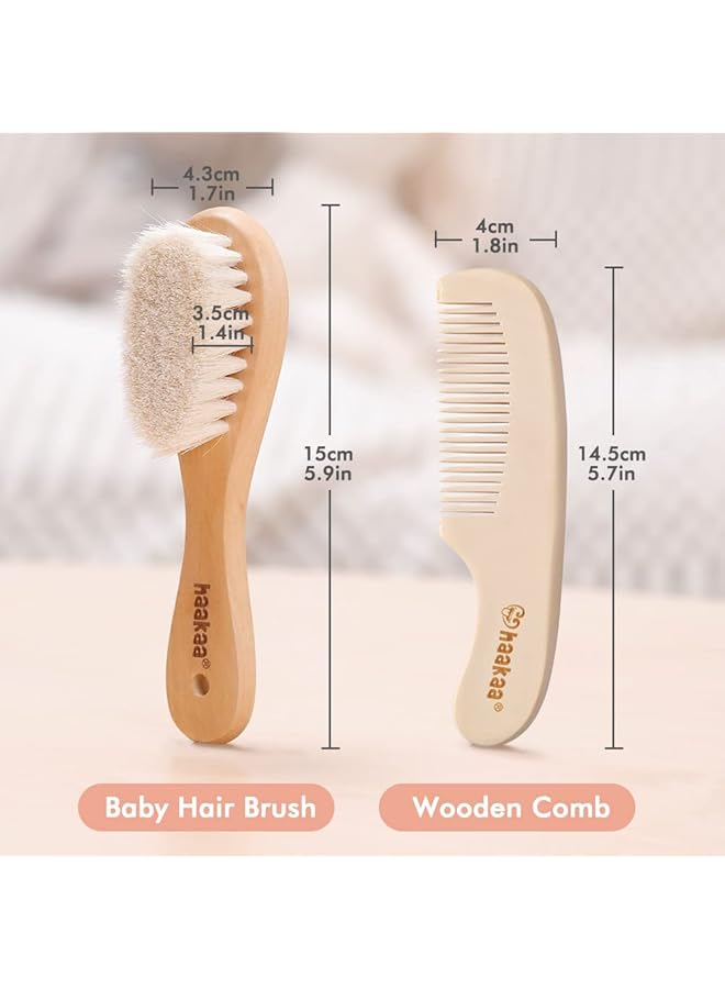 haakaa Goat Wool Baby Hair Brush And Comb Set 2 Pieces - Image 2