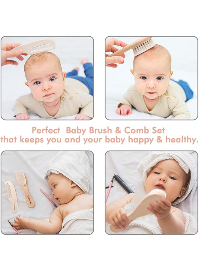 haakaa Goat Wool Baby Hair Brush And Comb Set 2 Pieces - Image 4