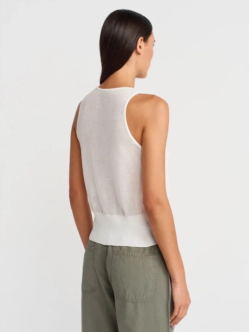 ديلفين Dilvin Ribbed Sleeveless Shell Top