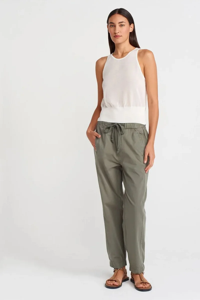 Dilvin Dusty White DILVIN Ribbed Sleeveless Shell Top for Women | Best Price UAE