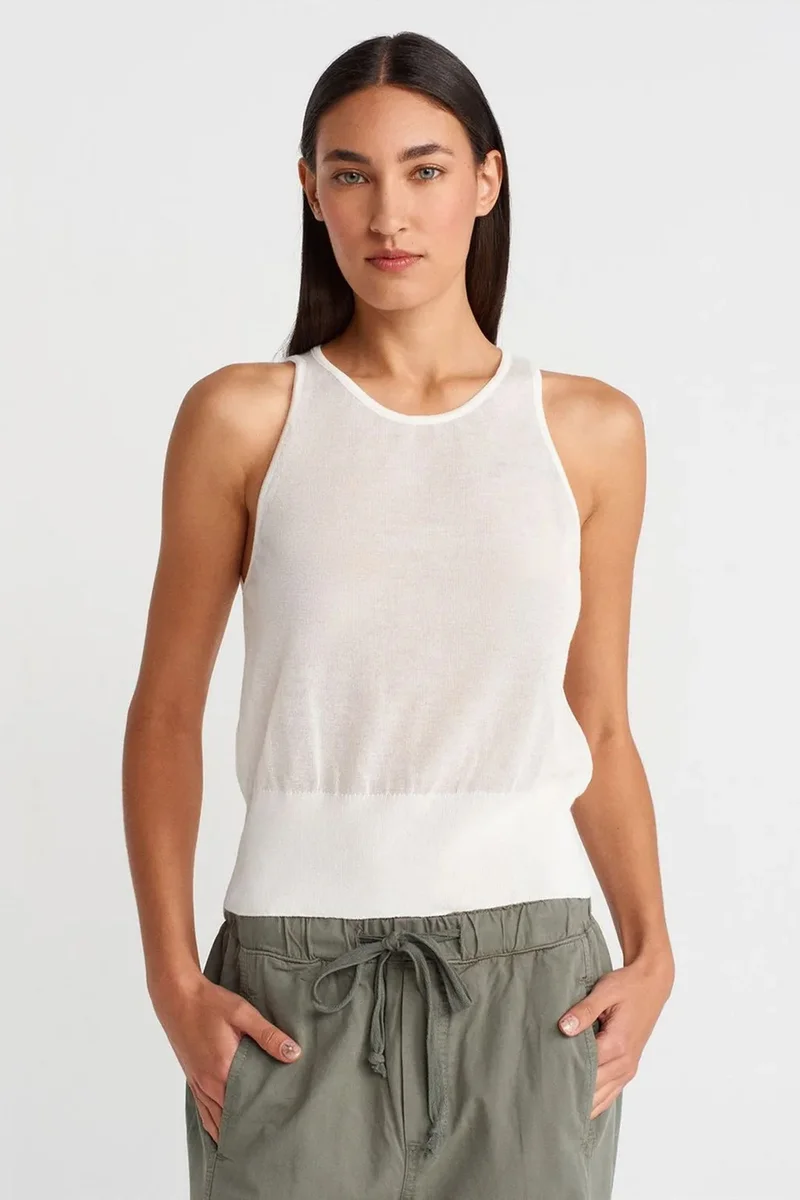 DILVIN Ribbed Sleeveless Shell Top