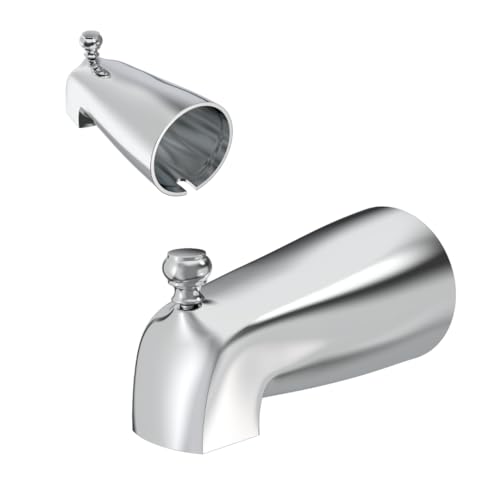CalcMetal Brass Diverter Tub Spout with 4 in 1 Adapter Universal fit 12 Copper Slip 12 Iron PipeLong and Short stub Out and 34 Iron Pipe Connections Easy Installation Plated Chrome - Image 1