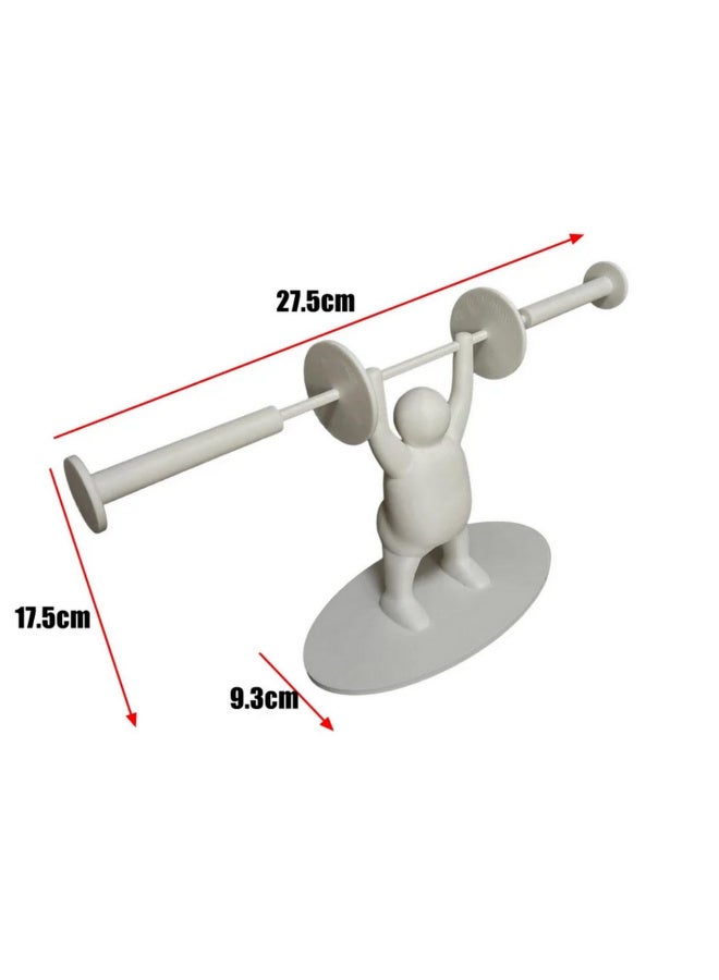 Funny Weightlifter Toilet Roll Holder 3D Printable Bathroom Decor Fitness Weightlifting Villain Tissue Towel Dispenser Toilet Paper Holder Rack Shelf Hanger for Bathroom Kitchen-black grey - Image 2