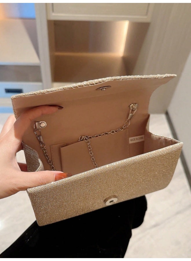 MHD Luxury Elegant Moonlight Evening Bag - Soft Cashmere Sparkling Beaded Clutch with Chain Strap & Pleated Detail - Perfect for Women, Brides at Parties, Weddings & Formal Events - Image 4