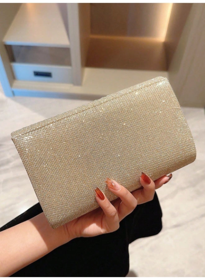 MHD Luxury Elegant Moonlight Evening Bag - Soft Cashmere Sparkling Beaded Clutch with Chain Strap & Pleated Detail - Perfect for Women, Brides at Parties, Weddings & Formal Events - Image 2