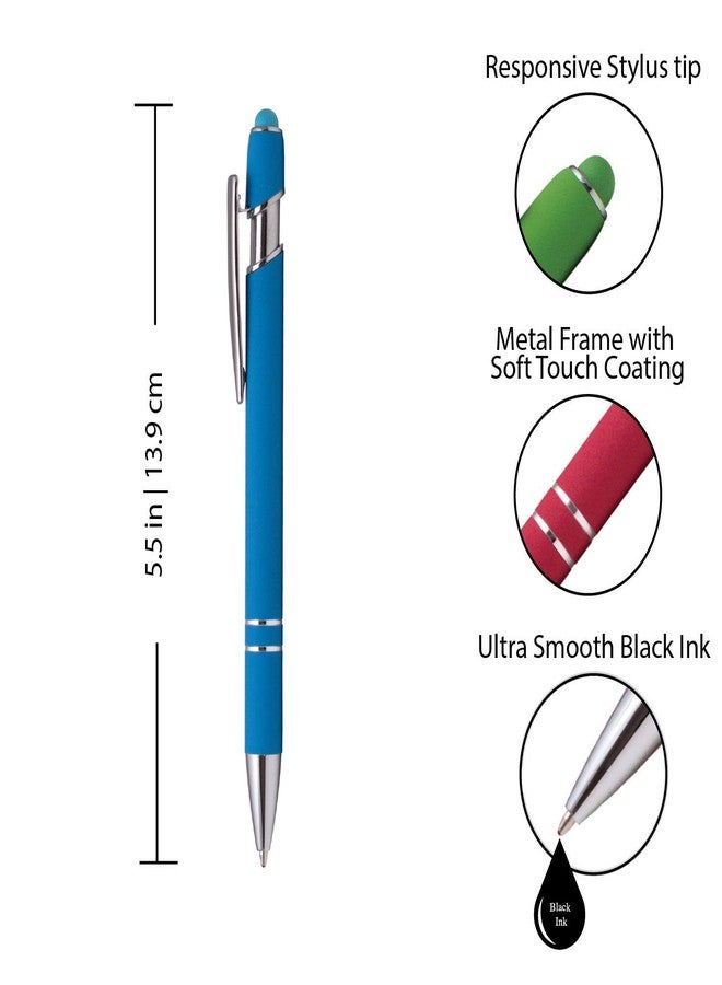 Express Pencils Rubberized Soft Touch | Burst of Color | Ballpoint Pen with Stylus Tip a stylish, premium metal pen, black ink, medium point (Assorted, 7) - Image 2