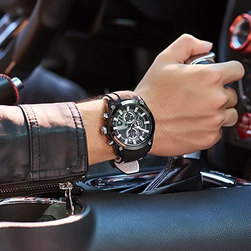 MEGIR Mens Analogue Sport Chronograph Luminous Quartz Watch with Fashion Silicone Strap White - Image 3