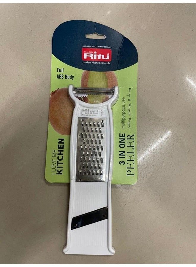RITU 3 -in -1 Stainless Steel Vegetable Peeler | Ergonomic Handle | Ideal for Peeling, Julienning, and Slicing Potatoes, Carrots, Cucumbers, Apples, Tomatoes, Versatile Kitchen Accessory - Image 4