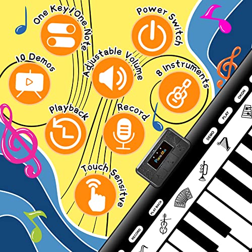 TWFRIC 6ft Piano Mat with 24 Keys 10 Demos 8 Musical Instruments Sounds 4 Play Modes Giant Dance Floor Piano Music Play Mat 71 Large Interactive Musical Toys Gifts for Kids Adults Toddlers - Image 5
