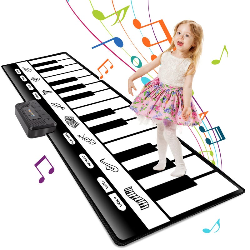TWFRIC 6ft Piano Mat with 24 Keys 10 Demos 8 Musical Instruments Sounds 4 Play Modes Giant Dance Floor Piano Music Play Mat 71 Large Interactive Musical Toys Gifts for Kids Adults Toddlers - Image 4