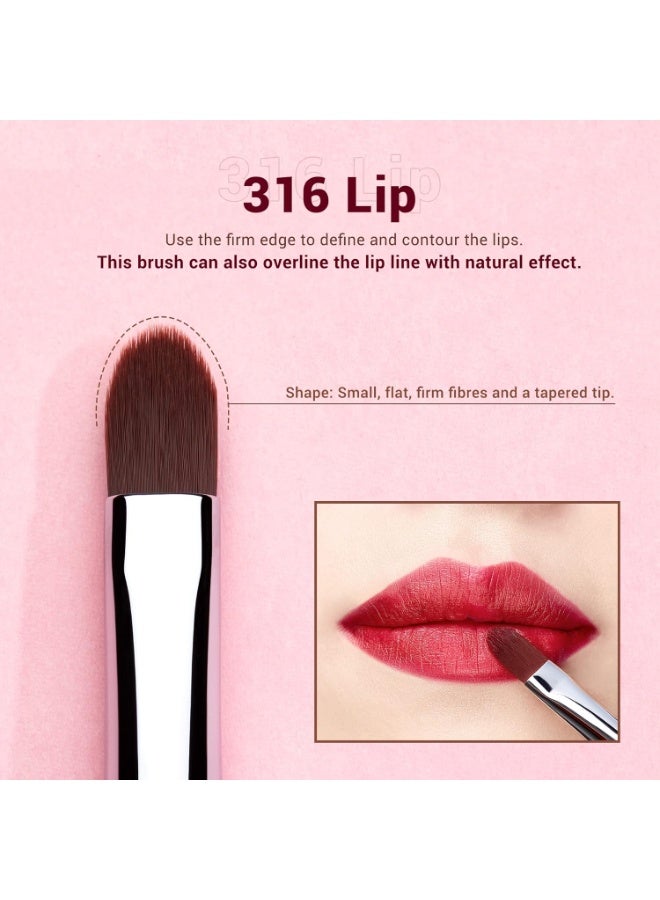 جيساب مجموعة فرش الشفاه من جيسوب، 5 قطع، مجموعة فرش مكياج احترافية فاخرة باللون الأسود T325 - Image 2