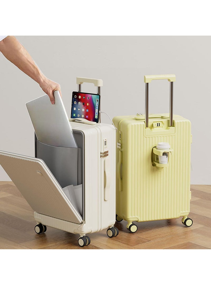 Hihonor Front Open Carry Case Stylish Suitcase With USB Port Cup Holder Shockproof, Ultra Lightweight Quiet for Overseas Travel, Business Trips, Business - Image 5