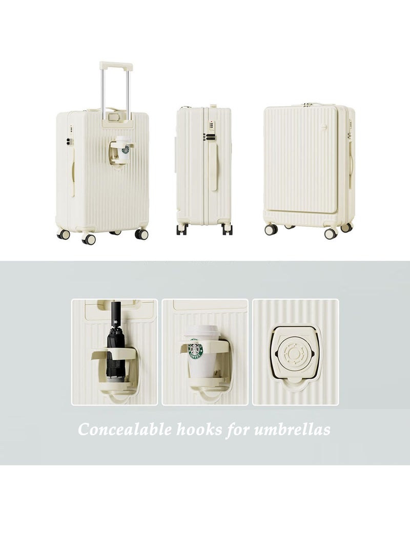 Hihonor Front Open Carry Case Stylish Suitcase With USB Port Cup Holder Shockproof, Ultra Lightweight Quiet for Overseas Travel, Business Trips, Business - Image 4