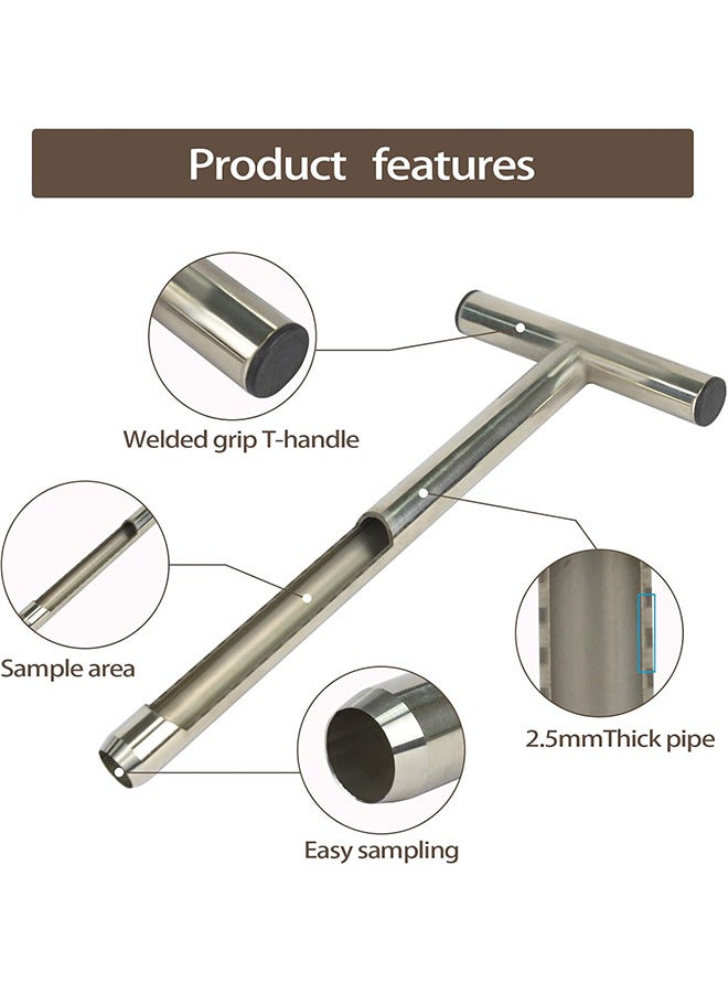 Generic 31cm Soil Sampler Probe with T Handle Stainless Steel Soil Probe Rod with Core Sampling Area for Soil Sampling Plant Care Lawn Garden Farm  - Image 2