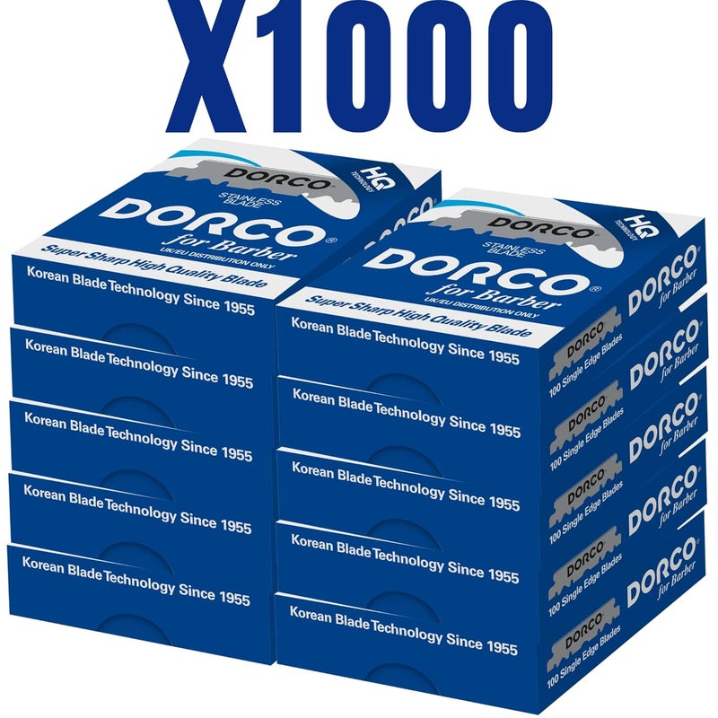 DORCO شفرات حلاقة دوركو ذات الحافة الواحدة 1000 قطعة 10 علب من 100 شفرة
