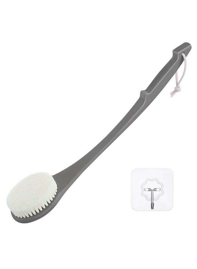 VANZAVANZU Exfoliating Shower Brush Bath Body Brush Never Mold Back Brush Long Handle For Shower 17 Inches Dry Brushing Body Brush Or Wet Brush With Moderate Bristles (17 '' Dark Grey) - Image 1
