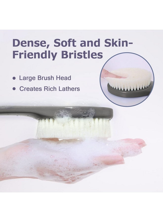 VANZAVANZU Exfoliating Shower Brush Bath Body Brush Never Mold Back Brush Long Handle For Shower 17 Inches Dry Brushing Body Brush Or Wet Brush With Moderate Bristles (17 '' Dark Grey) - Image 3