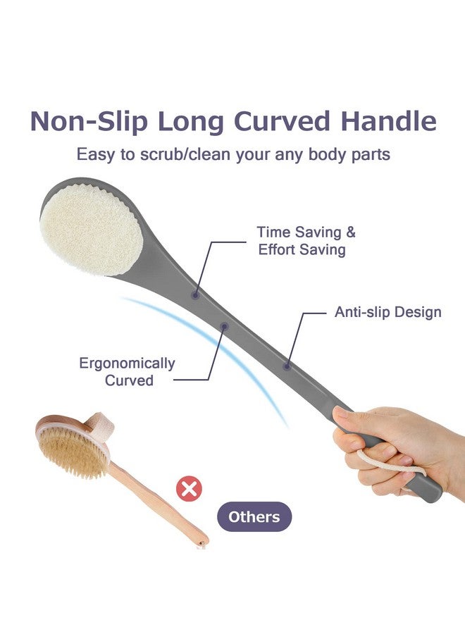 VANZAVANZU Exfoliating Shower Brush Bath Body Brush Never Mold Back Brush Long Handle For Shower 17 Inches Dry Brushing Body Brush Or Wet Brush With Moderate Bristles (17 '' Dark Grey) - Image 5