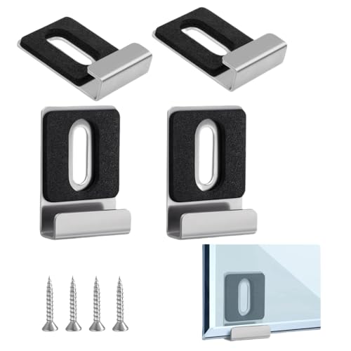MAKABEE 4Pcs Heavy-Duty Metal Mirror Clips, Wide Channel Mirror Holder Clips for Large Frameless Mirrors,Mirror Holder Clips Kit for Wall Mounting Hardware,Satin Nickel Finish - Image 1
