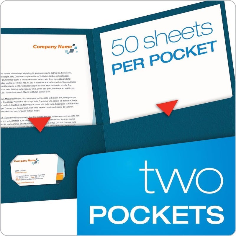 أوكسفورد مجلدات أكسفورد ذات الجيبين، ورق محبب، حجم الرسائل، أزرق، يتسع لـ 100 ورقة، صندوق من 25 (57502EE) - Image 2