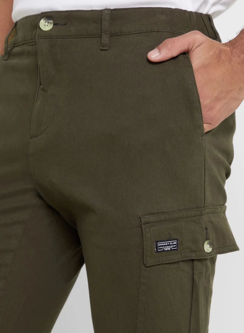 توماس سكوت Thomas Scott Men Comfort Mid-Rise Easy Wash Cargo Trousers