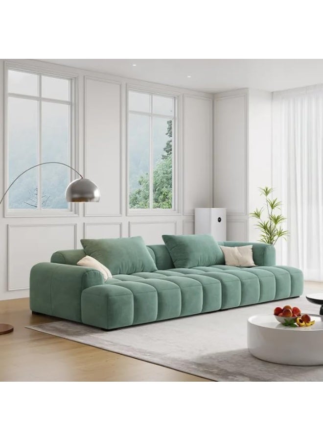 Generic Luxury Luxe Italian Minimalism Modern Design Home Furniture Fabric Lounge Couch Corner Velvet Sectional Sofas Set Furniture Living Room (BLUISH-GREEN, TWO SEATER)  - Image 1