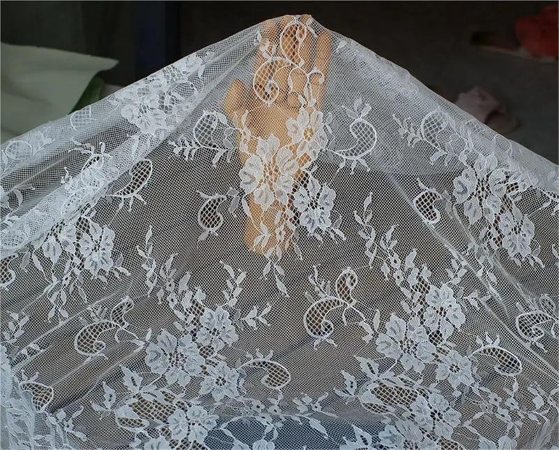 Sewing Supplies Lace Fabric By 3 Meters for Wedding Dresses Curtains Tablecloth DIY Sewing Soft Flower Cloth Thin Summer Black White Hollow-Out Soft Fabric(Dark Gray) - Image 3