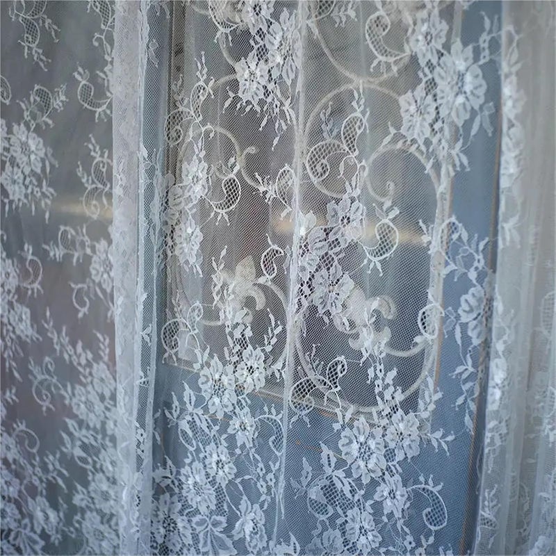 Sewing Supplies Lace Fabric By 3 Meters for Wedding Dresses Curtains Tablecloth DIY Sewing Soft Flower Cloth Thin Summer Black White Hollow-Out Soft Fabric(Dark Gray) - Image 5