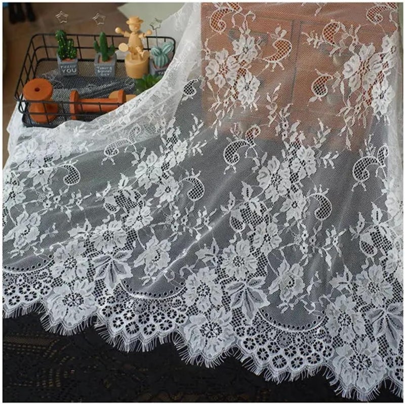 Sewing Supplies Lace Fabric By 3 Meters for Wedding Dresses Curtains Tablecloth DIY Sewing Soft Flower Cloth Thin Summer Black White Hollow-Out Soft Fabric(Dark Gray) - Image 4