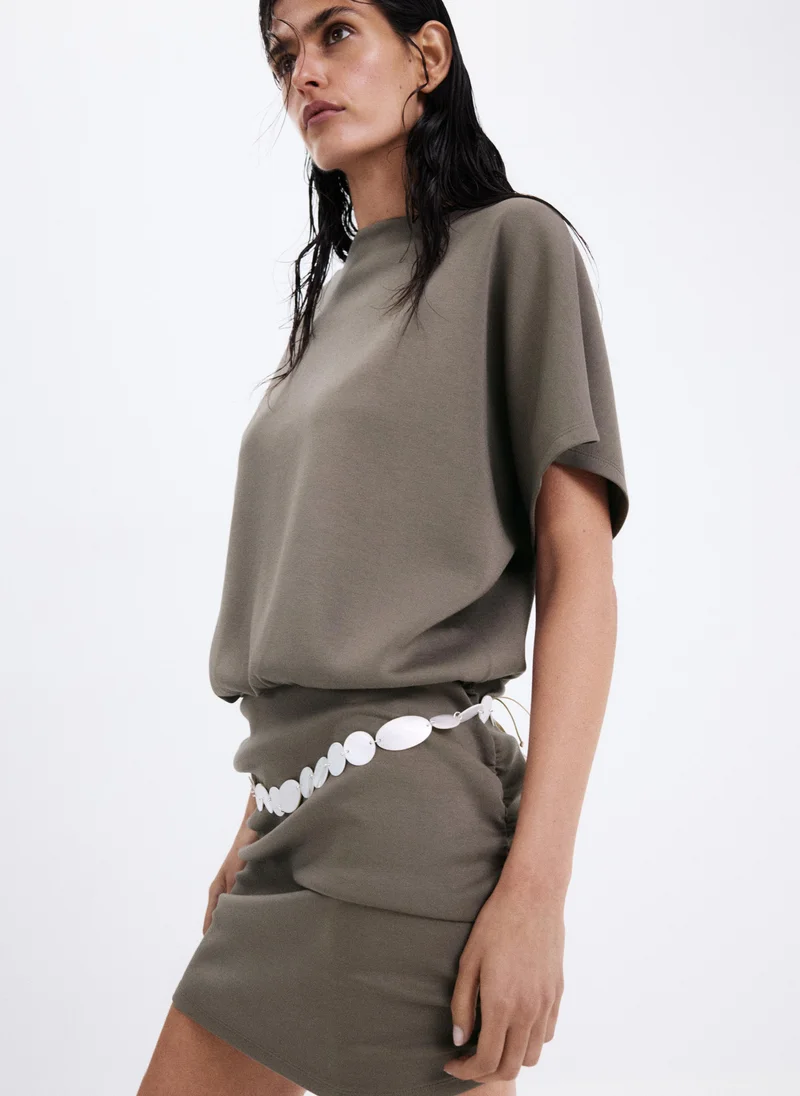مانجو Knitted Dress With Drape Detail