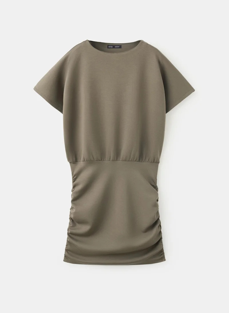 Mango khaki Knitted Dress With Drape Detail for Women | Best Price UAE