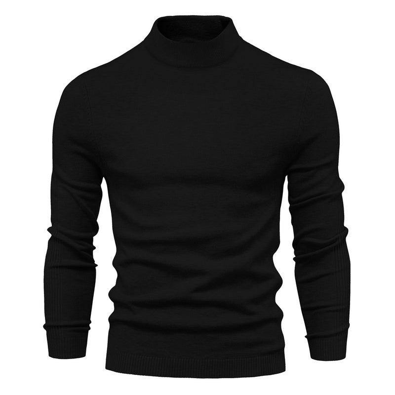 Mens Thick Warm Sweater Slim Fit Knitwear Black