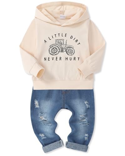 WESIDOM Toddler Boy Clothes,Long Sleeve Printing Hoodie+Jeans Pants Toddlers Boys Outfits Set 1-6Y Kids Clothing - Image 1