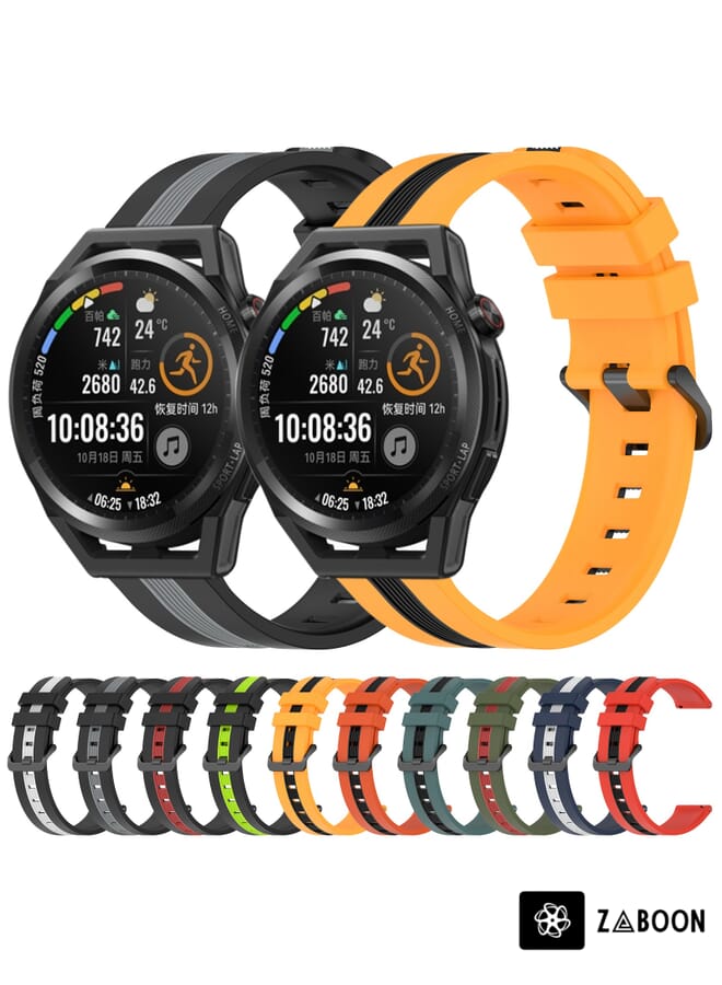 Zaboon Huawei Watch GT Runner 22mm Vertical Two-Color Silicone Watch Band - Image 3