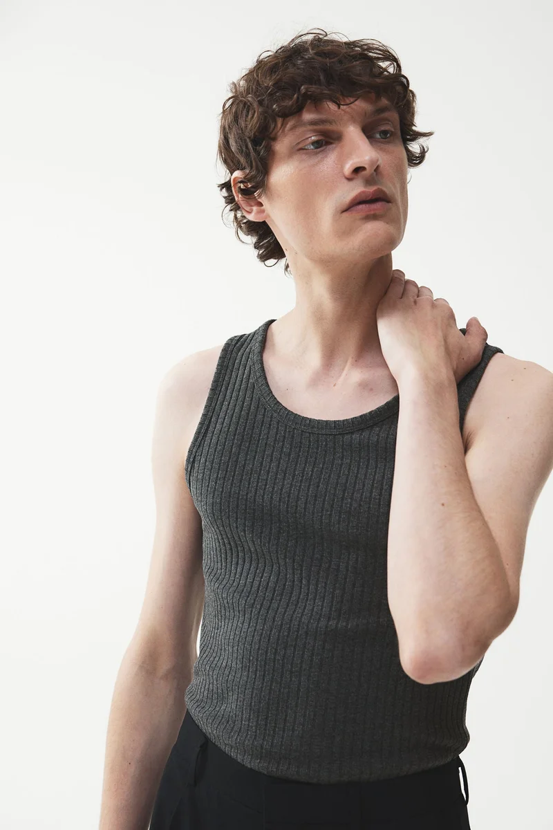 H&M Slim Fit Wide-Ribbed Vest Top