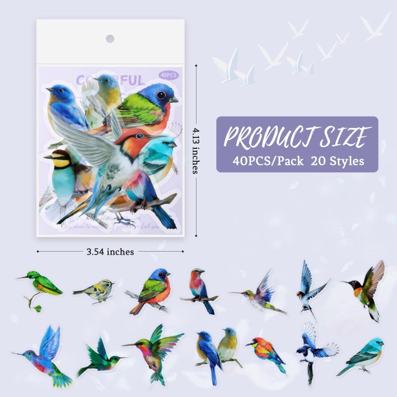 Aixoom 40PCS Bird Stickers, Bird Stickers Waterproof for Scrapbook Journal Laptop Gift Water Bottle Cell Phone Cases for Adults Kids Aesthetic Crafts - Image 3